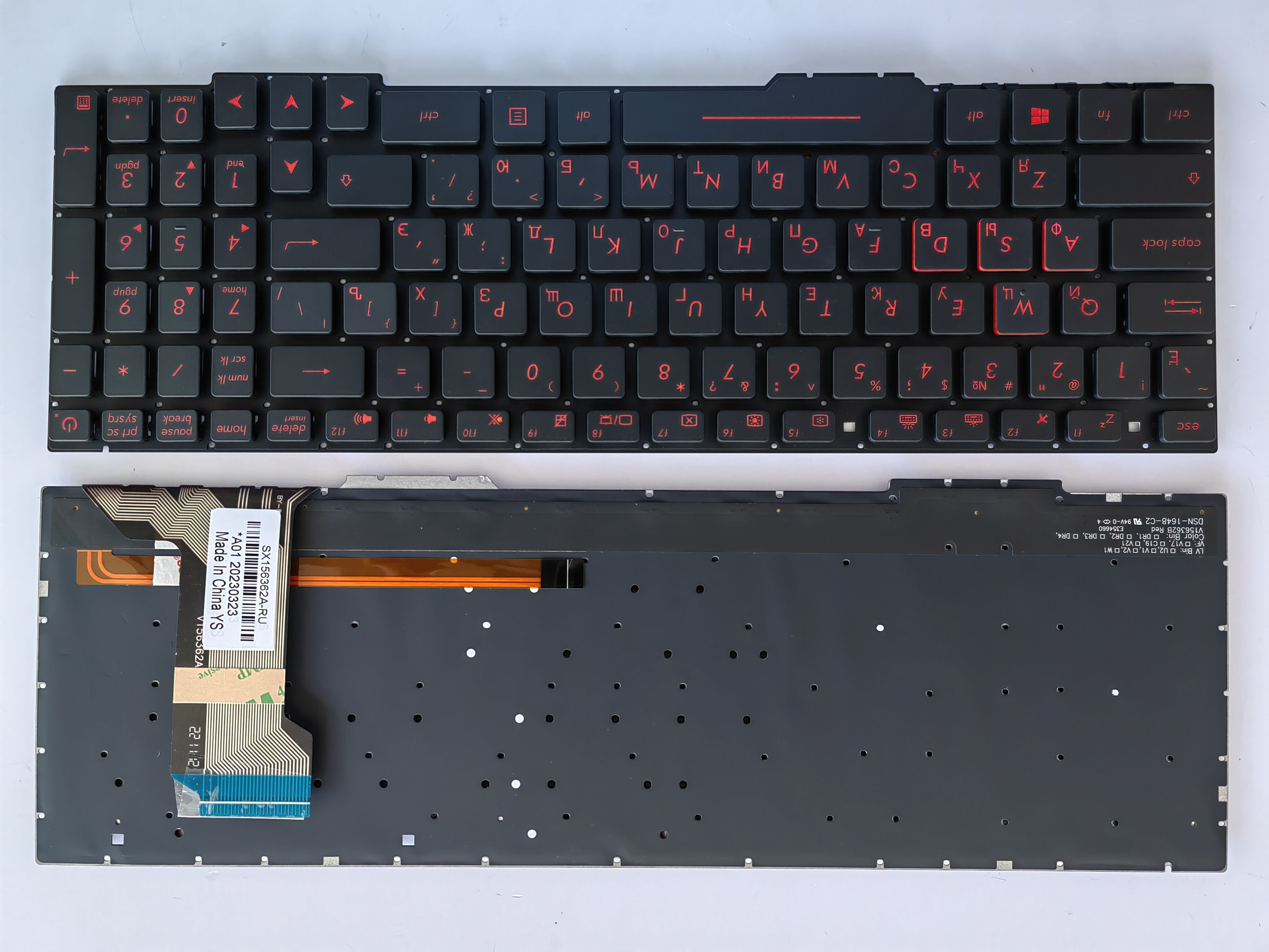 Picture of New Replacement Laptop Keyboard For ASUS GL553/FX53 BLACK Backlit,Red Printing (OEM) RU Layout